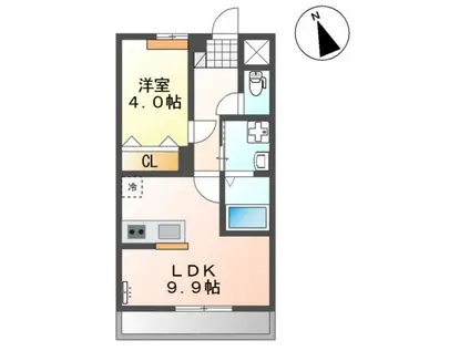 ミュール(1LDK/2階)の間取り写真