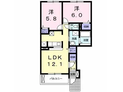RERA I(2LDK/1階)の間取り写真
