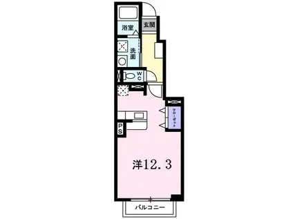 プラシードM・N(ワンルーム/1階)の間取り写真