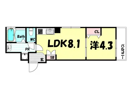 ONE GO CREST(1LDK/2階)の間取り写真