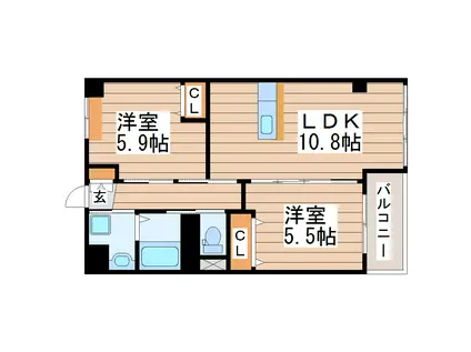 サンライズ西中田(2LDK/2階)の間取り写真