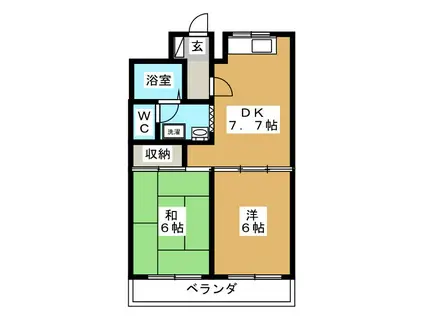 エスポワール篠崎3(2DK/1階)の間取り写真