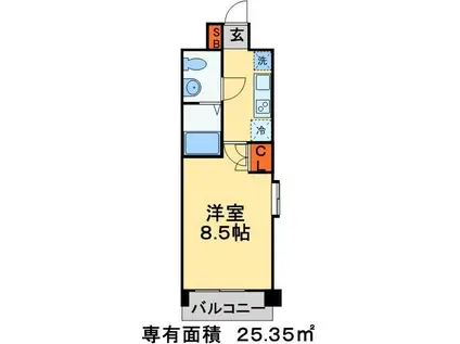 ライジングプレイス船橋宮本(1K/4階)の間取り写真
