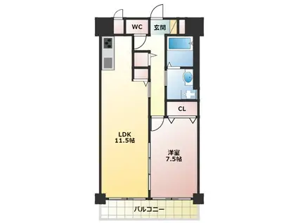 西舞子壱番館(1LDK/5階)の間取り写真