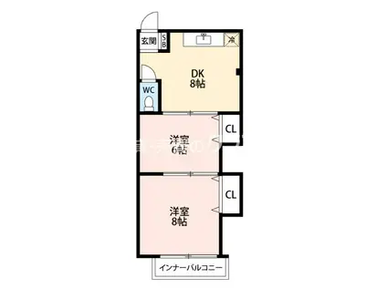 ウェーブ平尾(2DK/3階)の間取り写真