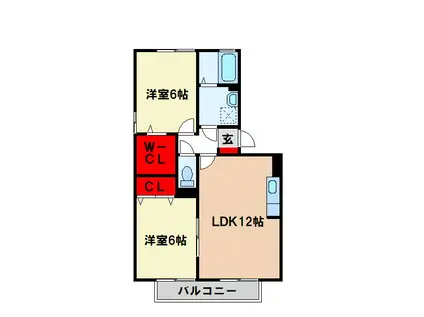 グリーンヒル ミチホB(2LDK/3階)の間取り写真