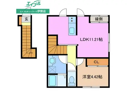 リーシング船江 A(1LDK/2階)の間取り写真