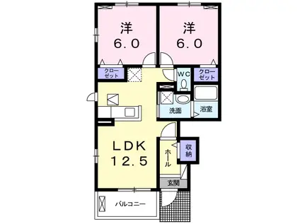 エレガンスE(2LDK/1階)の間取り写真