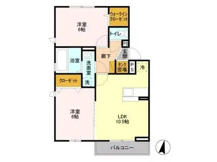 シャルム・ソワニエ B(2LDK/1階)の間取り写真