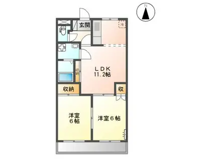 フィールドビレッジ(2LDK/2階)の間取り写真