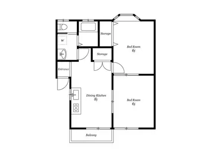 グランディあけぼの(2DK/1階)の間取り写真