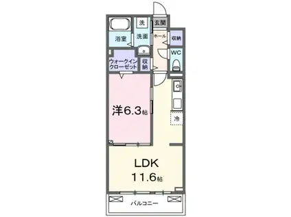 ベル ハイネス(1LDK/2階)の間取り写真