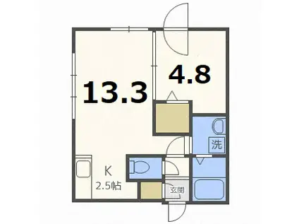 グランドサクセス中島公園(1LDK/4階)の間取り写真