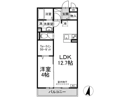 トレビナ保谷(1LDK/2階)の間取り写真