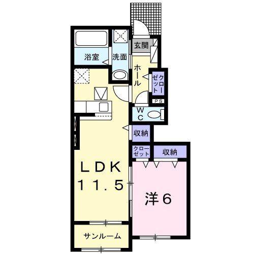 コリーナ ディ ヴェルデ 3(1LDK/1階)の間取り写真