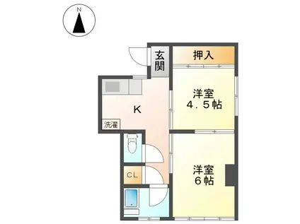 城北ビル(2K/3階)の間取り写真