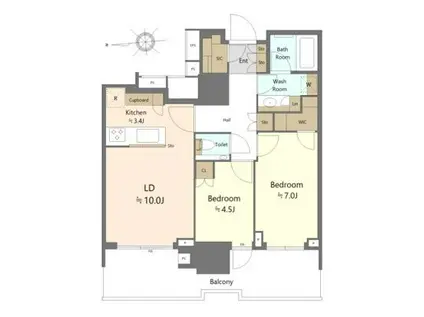 HARUMI FLAG SUN VILLAGE T棟(2LDK/9階)の間取り写真