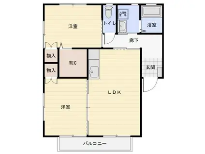 アウローラA(2LDK/1階)の間取り写真