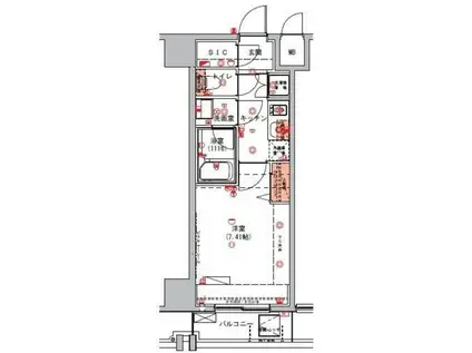 ハーモニーレジデンス錦糸町♯002(1K/6階)の間取り写真