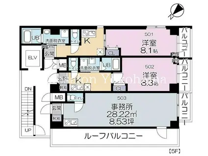 ベーカーズビル横浜(1K/5階)の間取り写真