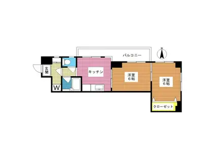 シティハイツ秋山(2DK/5階)の間取り写真