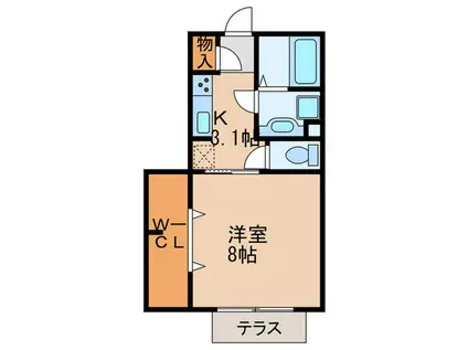 クレアクール(1K/1階)の間取り写真