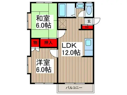 フローリッシュ嶋根(2LDK/1階)の間取り写真