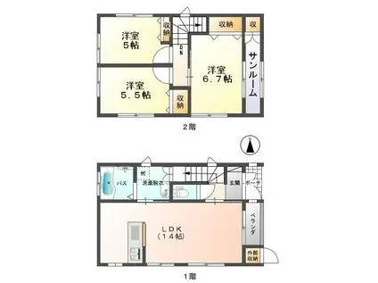 沙蘭 SARAN(3LDK/1階)の間取り写真