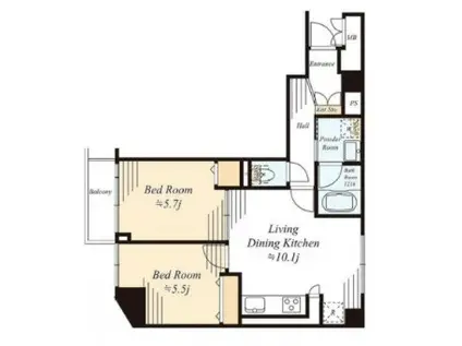 ルックハイツ北新宿壱番館(2LDK/7階)の間取り写真