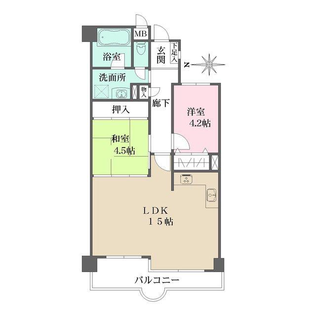池田天神アーバンリズ(2LDK/3階)の間取り写真