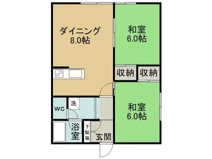 光陽ハイツ(2DK/2階)の間取り写真