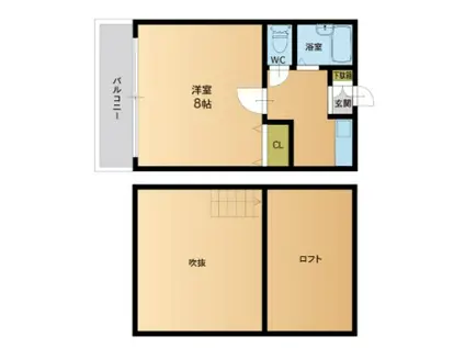 ラルジュ・ボン(1K/2階)の間取り写真