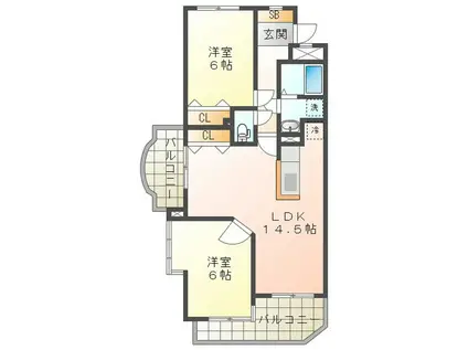 ワイズステージ(2LDK/5階)の間取り写真