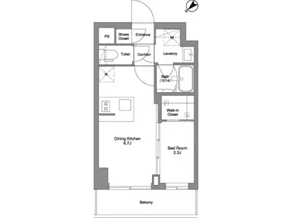BPRレジデンスMOTOMACHI BAY SIDE(1DK/5階)の間取り写真