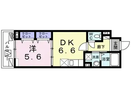 シャルフィ(1DK/2階)の間取り写真