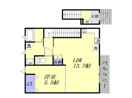 メゾン吉川(1LDK/2階)の間取り写真