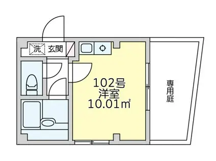 MハウスB(1K/1階)の間取り写真