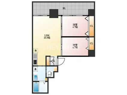 ZEE HAVEN(2LDK/7階)の間取り写真