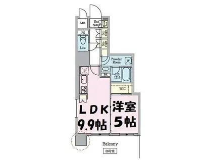 ソライエアイル越谷蒲生(1LDK/5階)の間取り写真