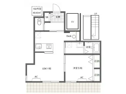 グレイス(1LDK/1階)の間取り写真