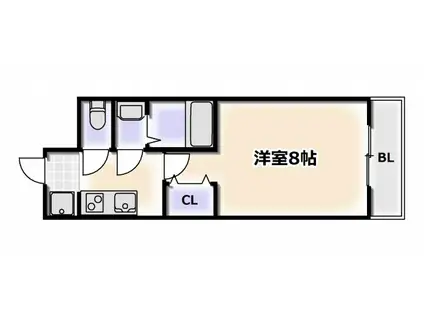 インプルーブ四天王寺(1K/3階)の間取り写真