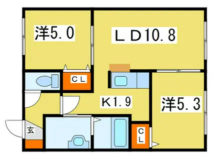 レグザ山鼻(2LDK/4階)の間取り写真