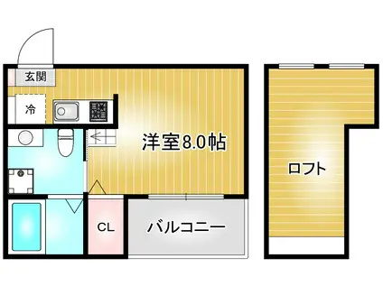 エミアス熱田(ワンルーム/2階)の間取り写真