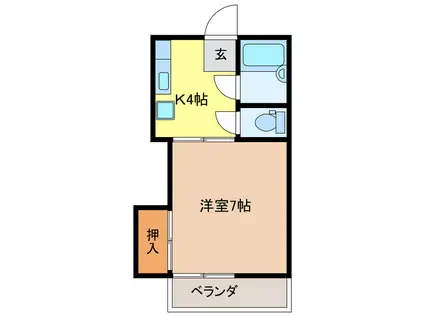 コスモポリス(1K/4階)の間取り写真