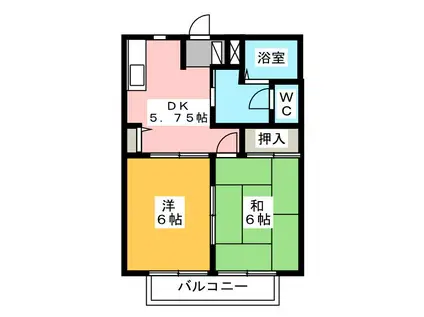 ルミエール四本松(2DK/2階)の間取り写真