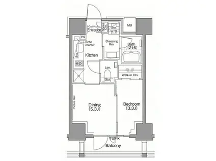 ザ・パークハビオSOHO南青山(1DK/4階)の間取り写真