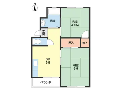 サンワ浜の宮マンション(2DK/4階)の間取り写真