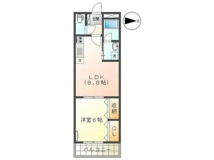 サンタプレイス(1LDK/1階)の間取り写真