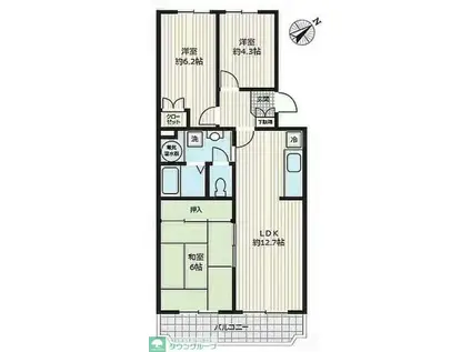 藤和入間コープ(3LDK/4階)の間取り写真