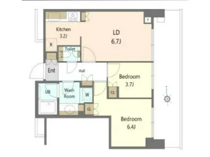 大崎ステーションレジデンス(2LDK/15階)の間取り写真